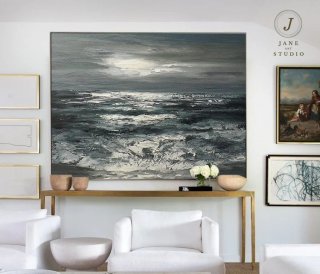 Coastal Hand-painted Original Landscape Abstract Canvas Artwork 1TCXP