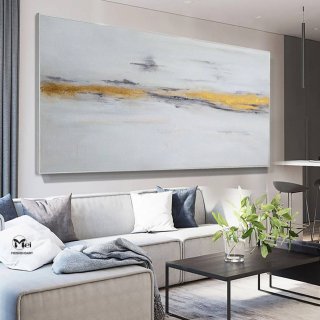 Minimal Hand-painted White Leaf Abstract Canvas Artwork CDIU1