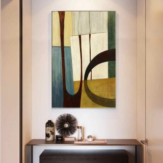 Contemporary Original Yellow Blue Abstract Canvas Artwork WF5US