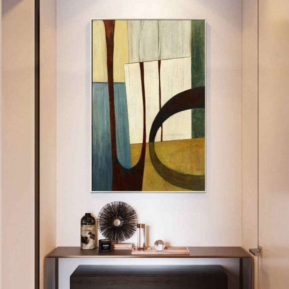 Contemporary Original Yellow Blue Abstract Canvas Artwork WF5US