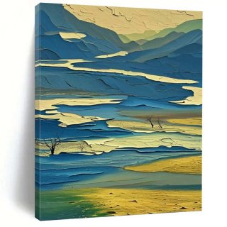Layered Hand-painted Handmade Blue Mountain Landscape Abstract HSVF0 Layered Hand-painted Handmade Blue Mountain Landscape Abstract HSVF0