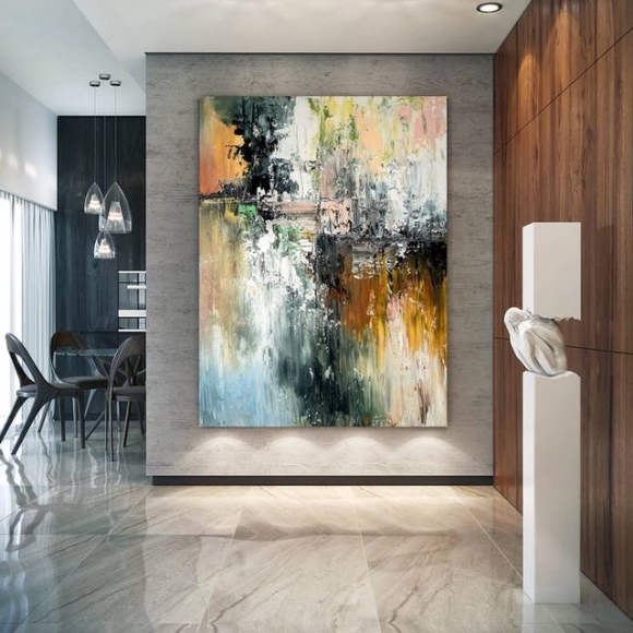 Hallway Handmade Hand-painted Contemporary Pink White Abstract Y0QB9 Hallway Handmade Hand-painted Contemporary Pink White Abstract Y0QB9