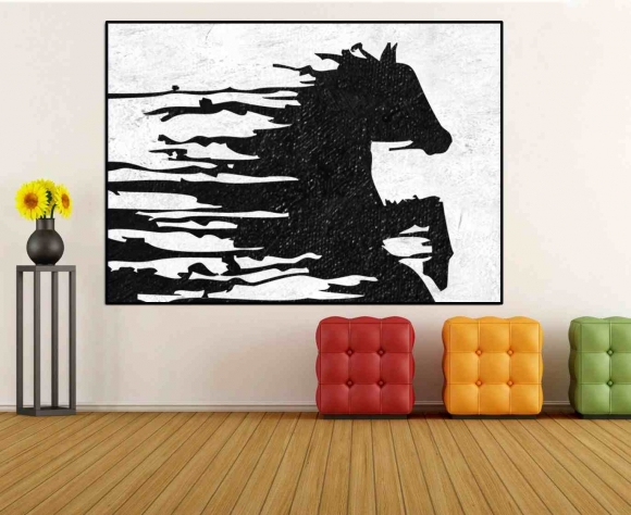 Black Original Horse Contemporary Abstract Canvas Wall Art 2U1N6 Black Original Horse Contemporary Abstract Canvas Wall Art 2U1N6
