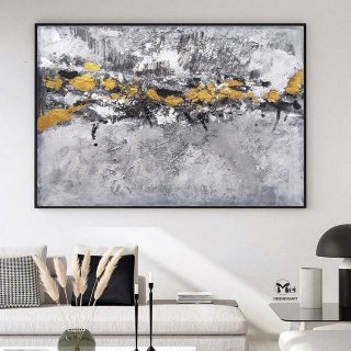 Gold Original Handmade Days Grey Leaf Abstract Canvas Wall Art PMF7C Gold Original Handmade Days Grey Leaf Abstract Canvas Wall Art PMF7C