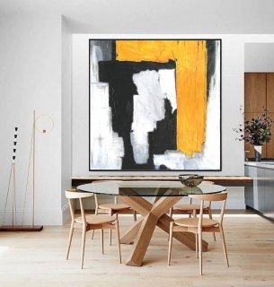 Modern Hand-painted Knife Contemporary Yellow Abstract Canvas Wall Art O3B2C Modern Hand-painted Knife Contemporary Yellow Abstract Canvas Wall Art O3B2C