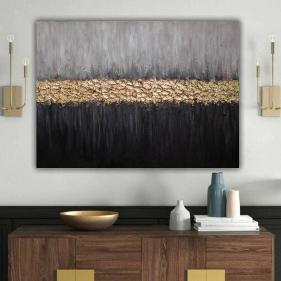 Gold Original Leaf Contemporary Abstract Canvas Artwork ZCL20 Gold Original Leaf Contemporary Abstract Canvas Artwork ZCL20