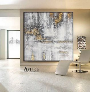 Grey Hand-painted Handmade Leaf Contemporary Abstract Canvas Artwork V7AYK Grey Hand-painted Handmade Leaf Contemporary Abstract Canvas Artwork V7AYK