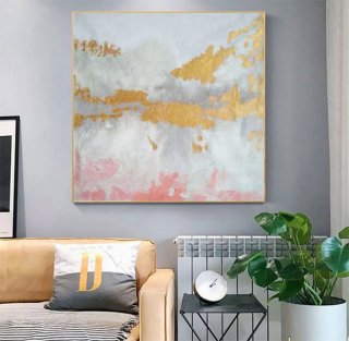 White Hand-painted Leaf Modern Abstract Canvas Artwork YCM9B White Hand-painted Leaf Modern Abstract Canvas Artwork YCM9B