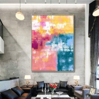 Colorful Original Handmade Modern Pink Abstract Canvas Artwork 5W2ZA Colorful Original Handmade Modern Pink Abstract Canvas Artwork 5W2ZA