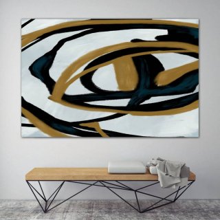Black Hand-painted Leaf Abstract Canvas Artwork 3K0NC Black Hand-painted Leaf Abstract Canvas Artwork 3K0NC