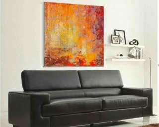 Painting Original Room Contemporary Red Abstract Canvas Artwork ORT1H