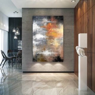 Orange Hand-painted Handmade Brown Office White Abstract Canvas Wall Art HYVS1 Orange Hand-painted Handmade Brown Office White Abstract Canvas Wall Art HYVS1
