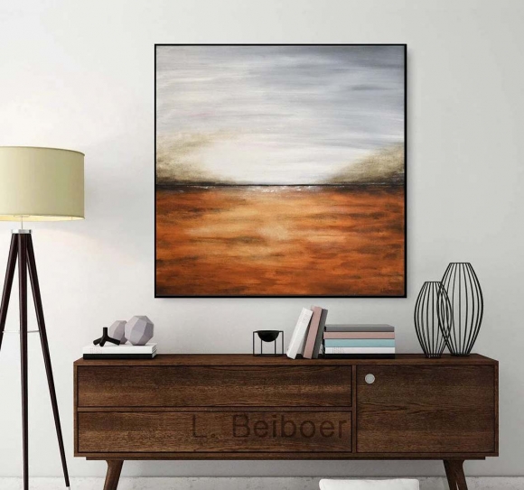 Scenic Original Orange Contemporary Abstract Canvas Wall Art ZXB5X