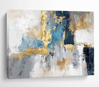 Blue Original Handmade Elegant Living City Abstract Canvas Wall Art E2NQR Blue Original Handmade Elegant Living City Abstract Canvas Wall Art E2NQR