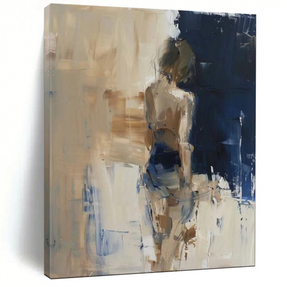 Feminine Handmade Bold Figure Beige Giant Abstract Wall Art ZP739