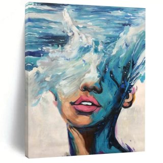 Artist Hand-painted Waves Face Human Wall Artwork 9OC3D Artist Hand-painted Waves Face Human Wall Artwork 9OC3D