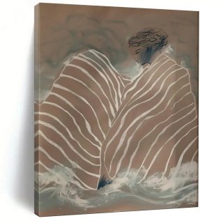 Waves Hand-painted Serene Tranquil Figure Abstract Artwork NCCB4 Waves Hand-painted Serene Tranquil Figure Abstract Artwork NCCB4