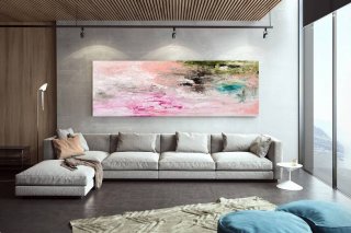 Green Original Handmade Contemporary Abstract Canvas Wall Art 0ANO2