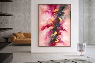 Pink Handmade White Office Abstract Canvas Wall Art VEUU9 Pink Handmade White Office Abstract Canvas Wall Art VEUU9