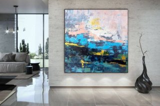 Blue Hand-painted Abstract White Painting Abstract Canvas Wall Art D2EVD Blue Hand-painted Abstract White Painting Abstract Canvas Wall Art D2EVD
