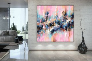 Blue Handmade Yellow Dining Abstract Canvas Wall Art 1GUZ1 Blue Handmade Yellow Dining Abstract Canvas Wall Art 1GUZ1