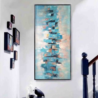 Modern Original Hand-painted White Abstract Blue Abstract Canvas 9BHL6 Modern Original Hand-painted White Abstract Blue Abstract Canvas 9BHL6