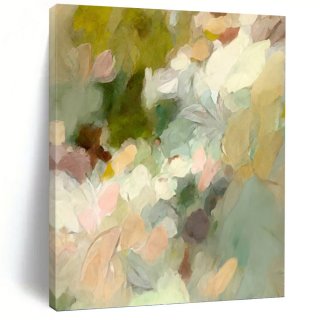 Floral Green Pink Purple Abstract Canvas Wall Art XHJA0