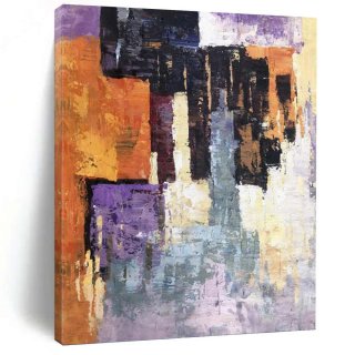 Gray Orange Purple Abstract Canvas Wall Art J2XLR