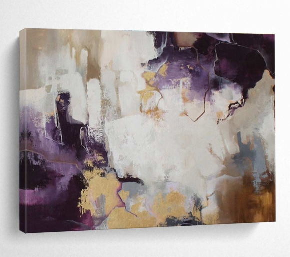 Golden Purple Luxury Elegant Abstract Wall Art GEB88