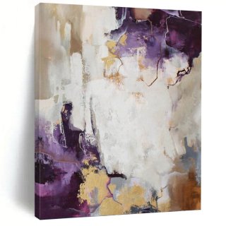 Gold Purple Abstract Canvas Painting Wall Art 811KP