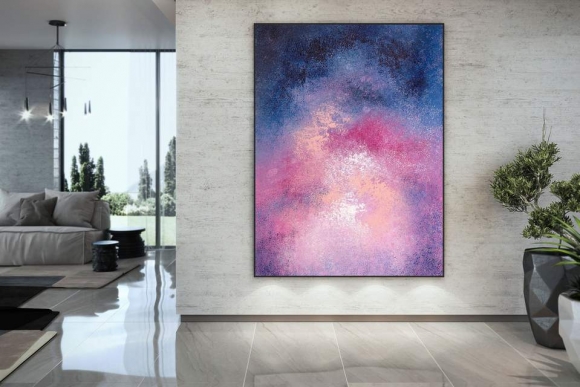 Blue Navy Purple Abstract Painting Canvas Wall Art 3JQZZ Blue Navy Purple Abstract Painting Canvas Wall Art 3JQZZ