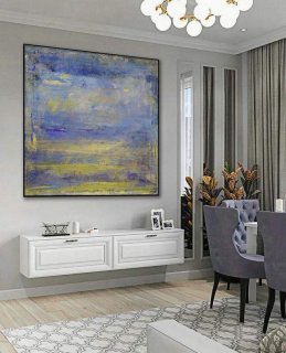 Sea Sky Purple Abstract Painting Canvas Wall Art FTWH7