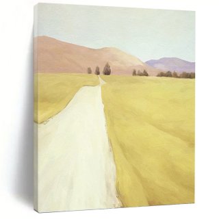Landscape Road Pink Purple Yellow Canvas Wall Art 3GAPH