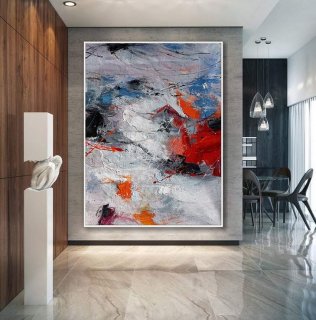 Gray Purple Red Painting Acrylic Abstract Canvas Wall Art 86AGE