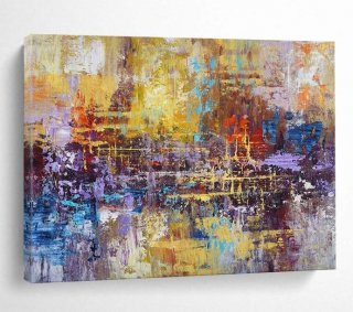 Gold Purple Abstract Fusion Regal Wall Art 5KK0G