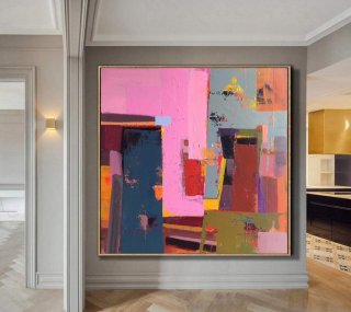 Pink Brown Red Abstract Painting Canvas Wall Art MG10R