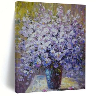 Flower Purple Abstract Painting Impressionistic Wall Art J13AY