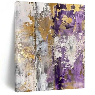 Gold Purple Abstract Textured Luxurious Wall Art BZD7R