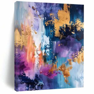 Golden Blue Purple Abstract Painting Wall Art H80MQ Golden Blue Purple Abstract Painting Wall Art H80MQ