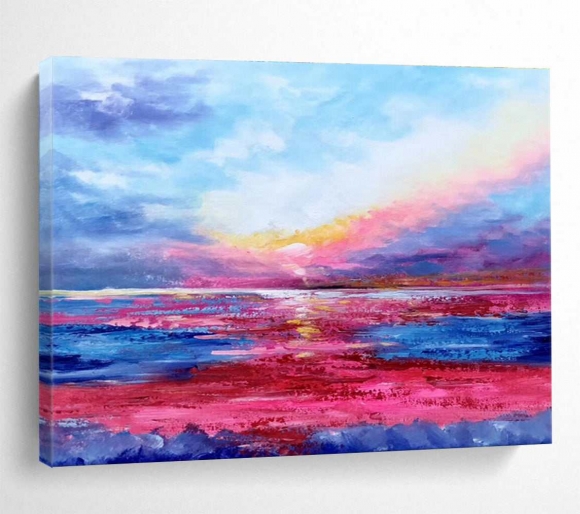 Sunset Pink Purple Abstract Painting Wall Art APF0K Sunset Pink Purple Abstract Painting Wall Art APF0K