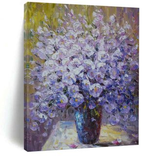 Floral Flower Purple White Canvas Wall Art 69JS3