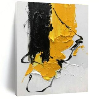 Black White Yellow Textured Acrylic Wall Art 7O8CY Black White Yellow Textured Acrylic Wall Art 7O8CY