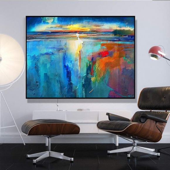 Landscape Sea Evening Blue Abstract Canvas Wall Art QZ9RN Landscape Sea Evening Blue Abstract Canvas Wall Art QZ9RN
