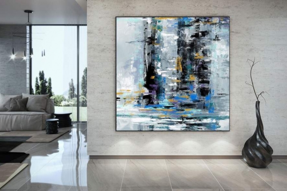 Blue Black Grey Abstract Textured Canvas Wall Art F6BCE Blue Black Grey Abstract Textured Canvas Wall Art F6BCE
