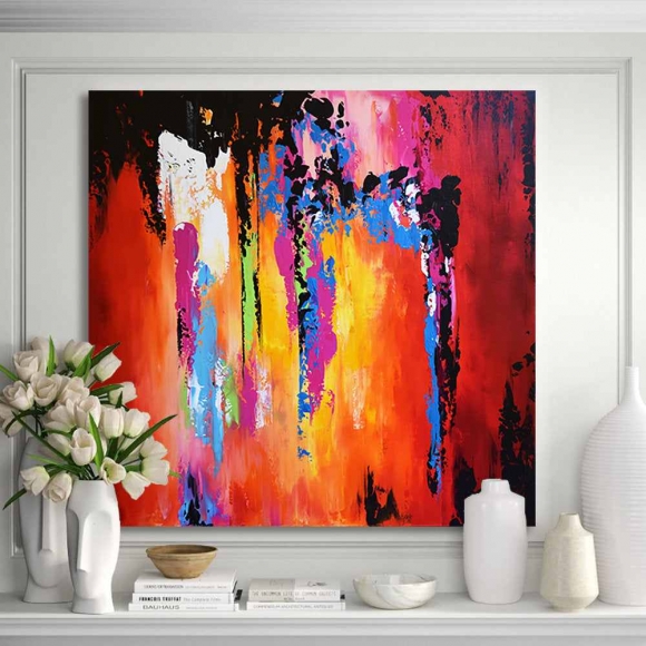 Orange Red Purple Yellow Abstract Canvas Wall Art 7Y1DG Orange Red Purple Yellow Abstract Canvas Wall Art 7Y1DG