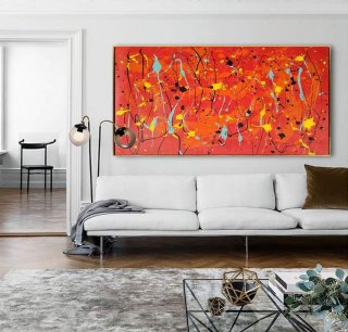 Red Abstract Painting Jackson Pollock Canvas Wall Art 7V8VR Red Abstract Painting Jackson Pollock Canvas Wall Art 7V8VR