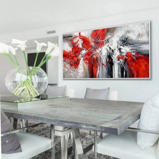 Modern Original Hand-painted Contemporary Textured Red Abstract FEX0J