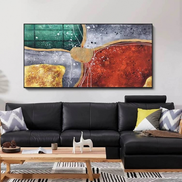 Gold Handmade Leaf Modern Abstract Canvas Artwork 09SDZ Gold Handmade Leaf Modern Abstract Canvas Artwork 09SDZ