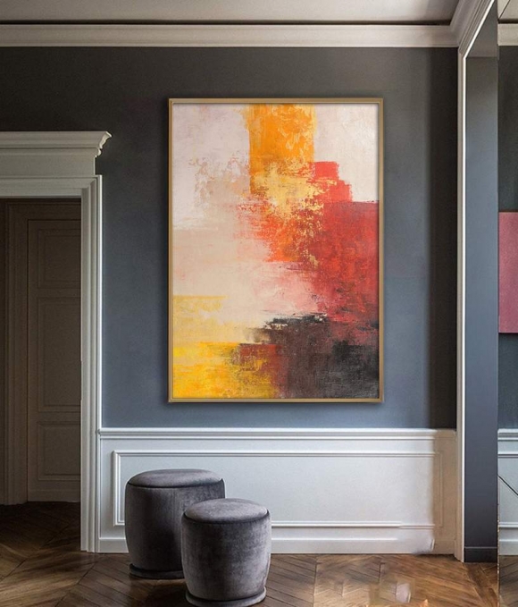 Orange Blue Abstract Painting Massive Canvas Wall Art QRA5A Orange Blue Abstract Painting Massive Canvas Wall Art QRA5A