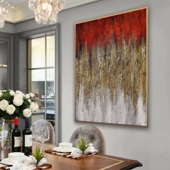 Golden Handmade Leaf Textured Abstract Canvas Artwork YV0PB Golden Handmade Leaf Textured Abstract Canvas Artwork YV0PB